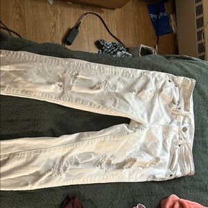 Women's White Distressed Jeans